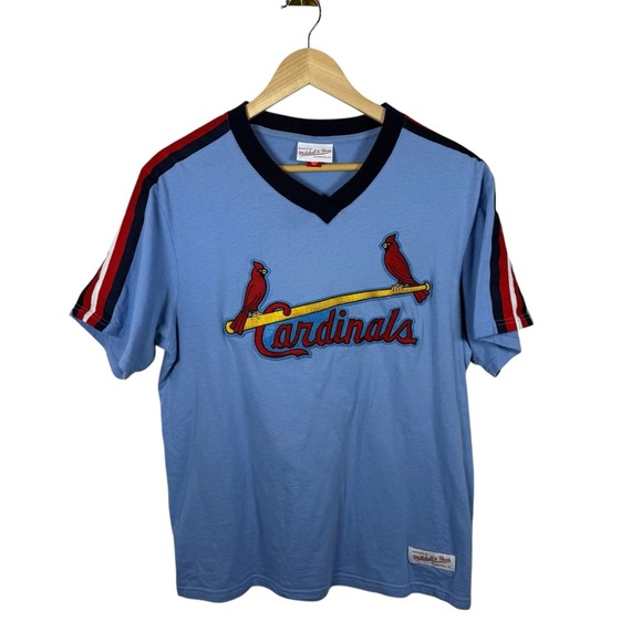 RARE VINTAGE Mitchell and Ness St. Louis Cardinals Embroidered Tee Blue M - Picture 10 of 13